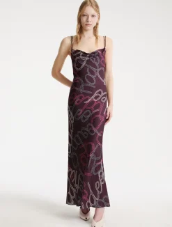 Slip dress in twill - BORDEAUX
