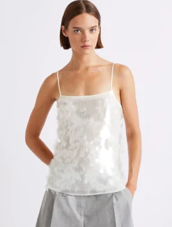 Slip top con paillette - BIANCO