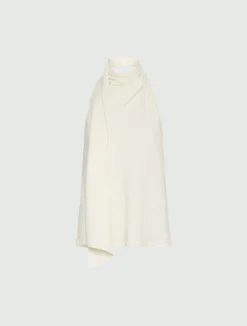 Top all'americana in envers satin - BIANCO LANA