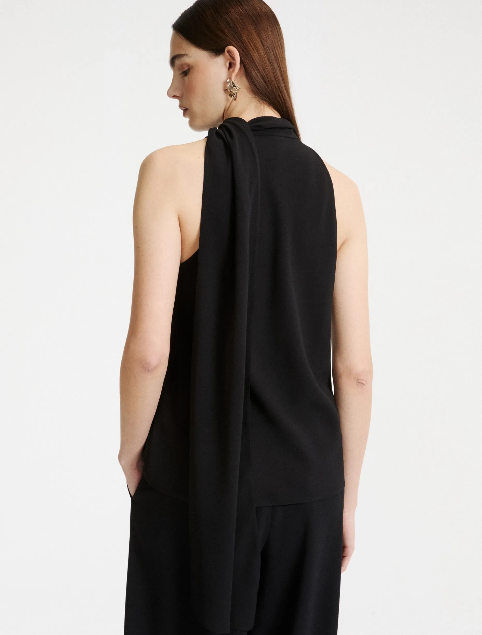 Top all'americana in envers satin - NERO