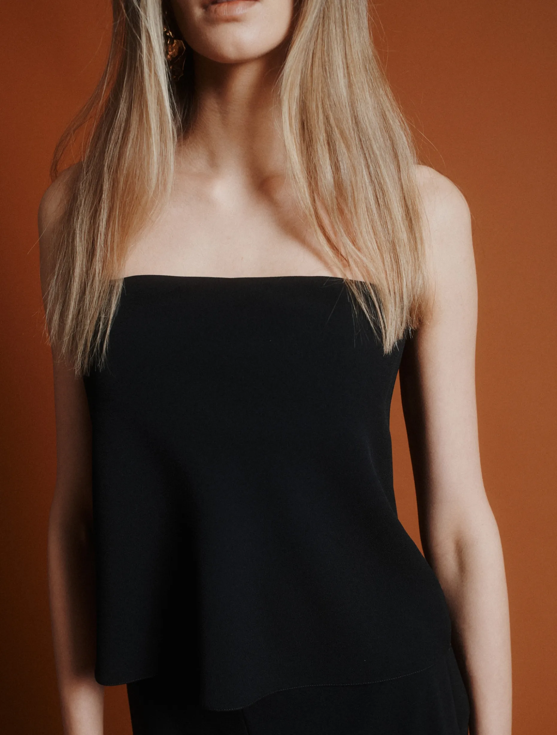Top bustier in envers satin - NERO