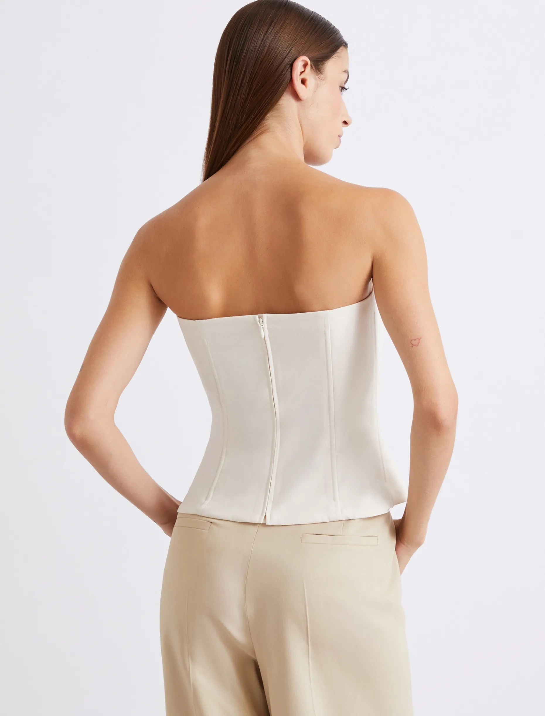 Top bustier in tela stretch - BIANCO