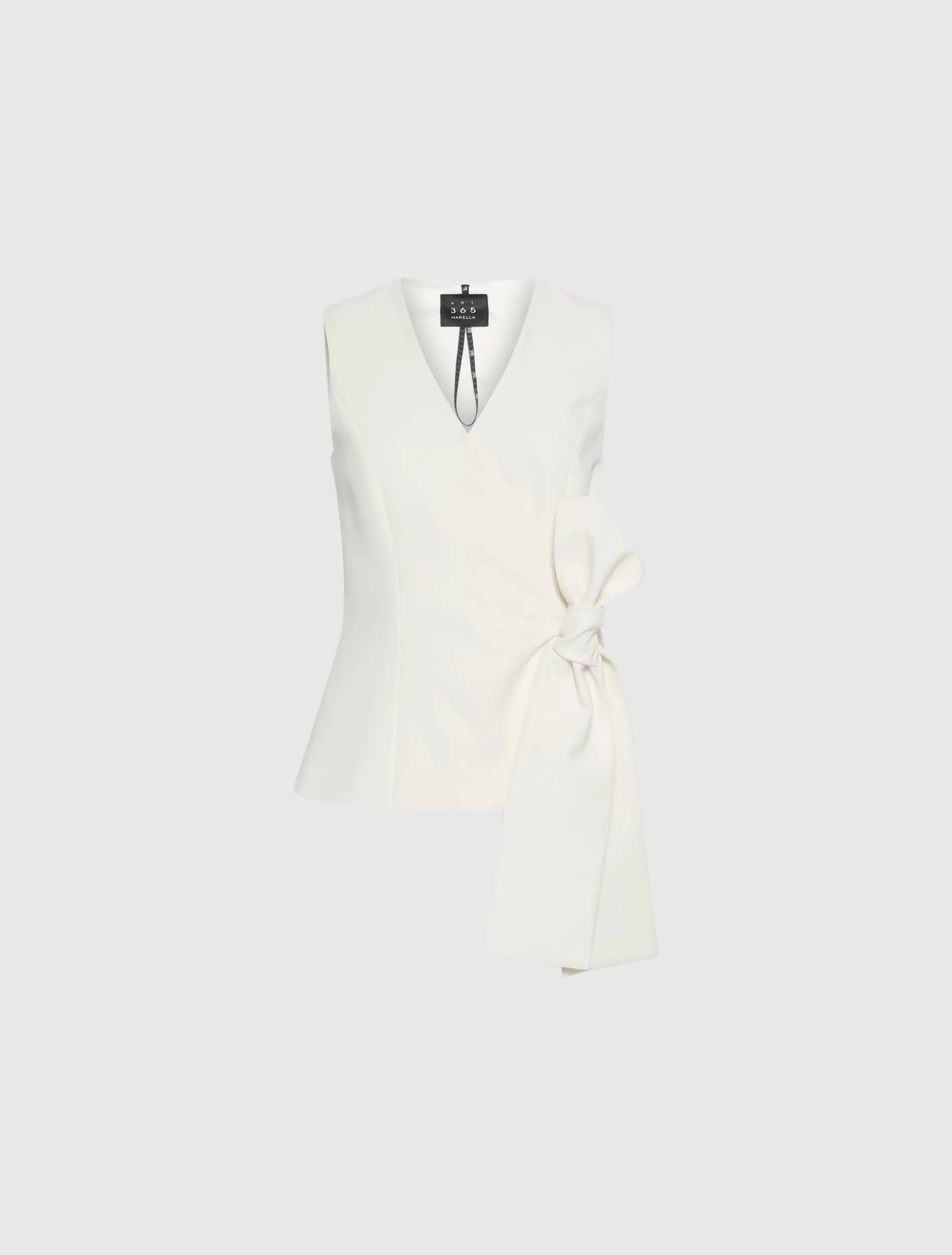 Top con fiocco in envers satin - BIANCO LANA