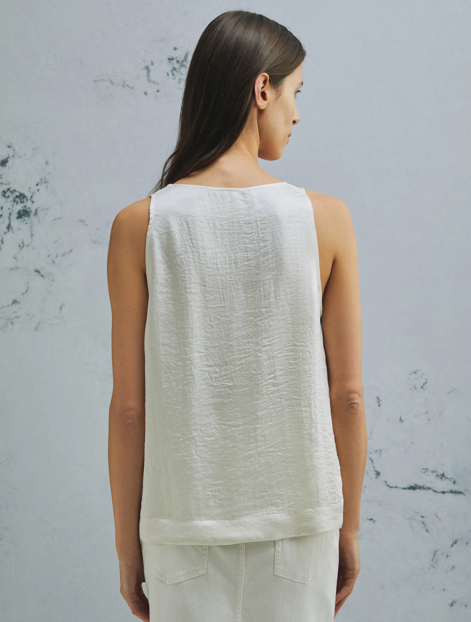 Top con fiore abbinato - BIANCO LANA
