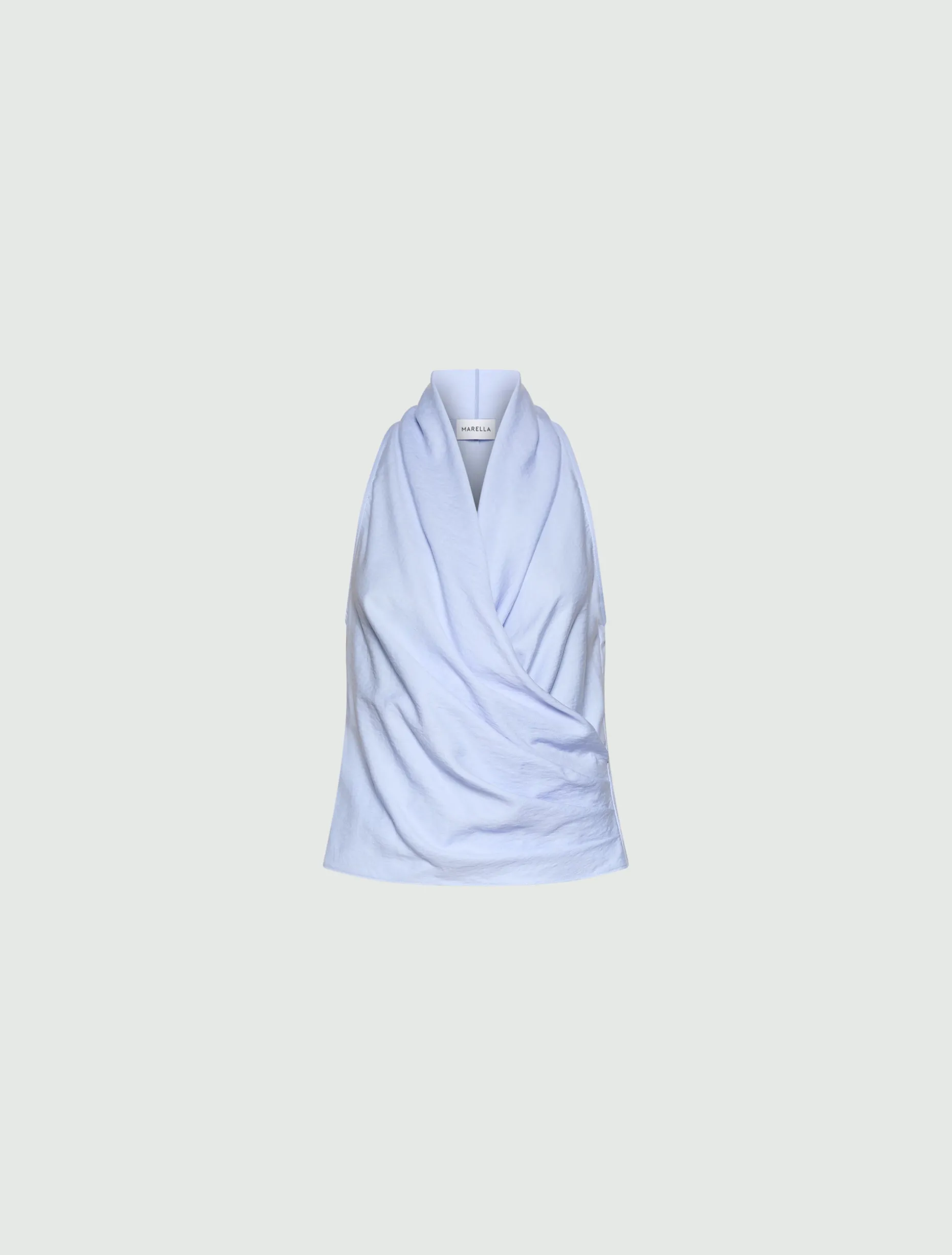 Top incrociato e drappeggiato - AZZURRO