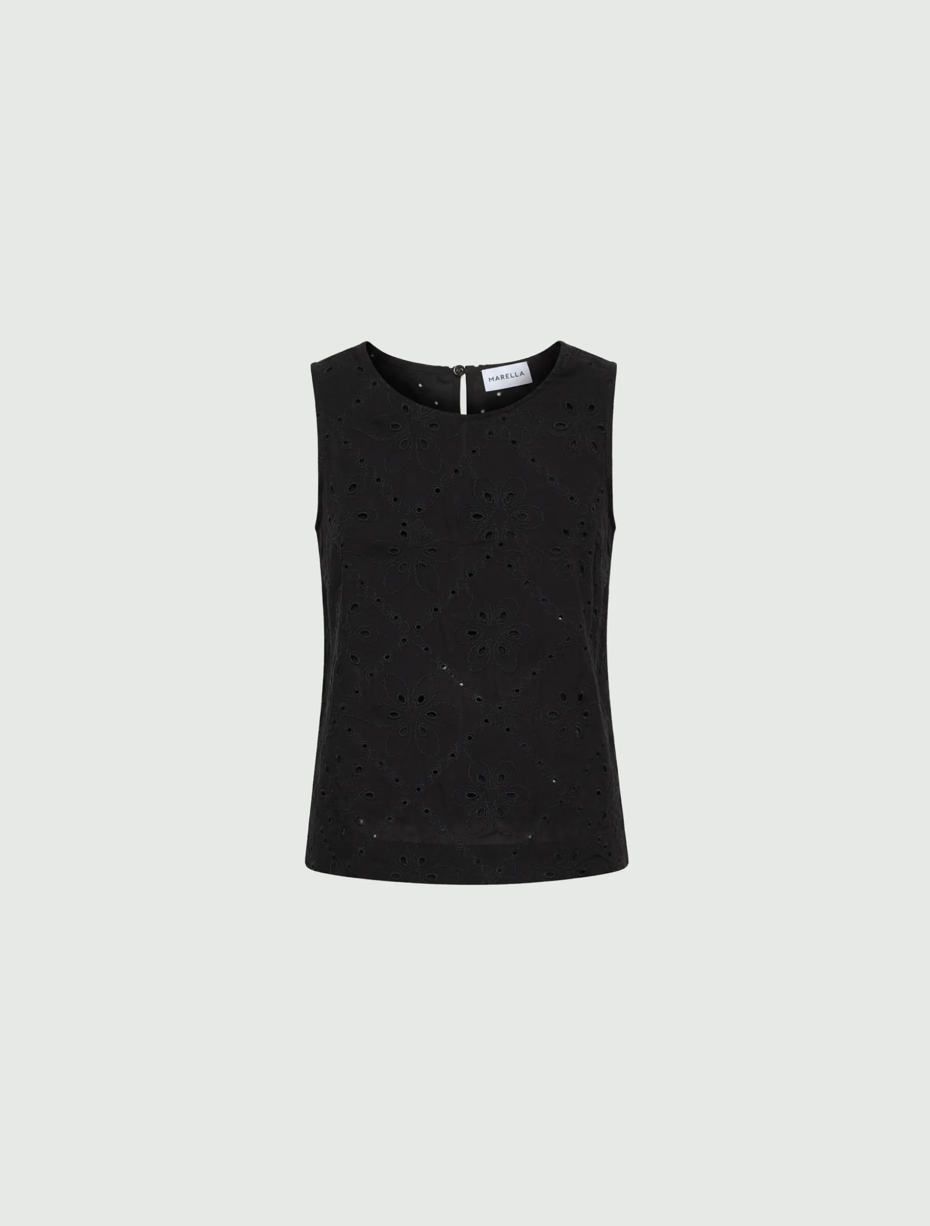 Top in mussola sangallo - NERO