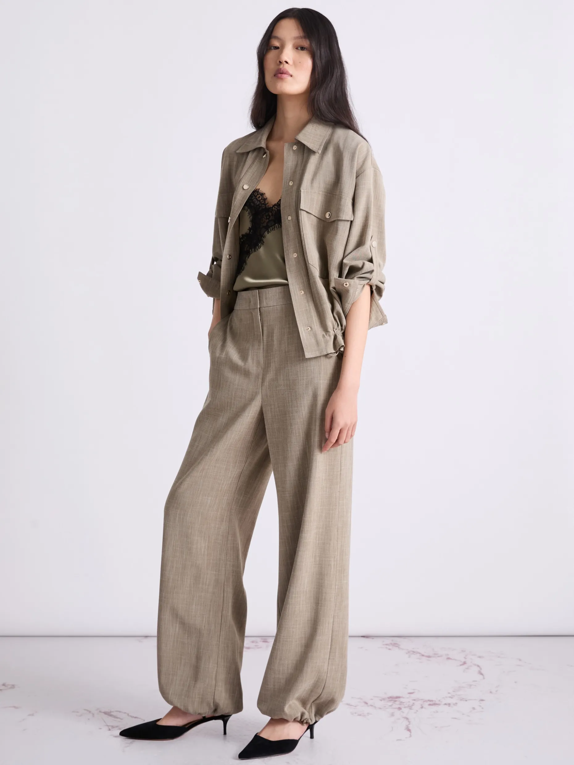 Top lingerie con pizzo - KAKI