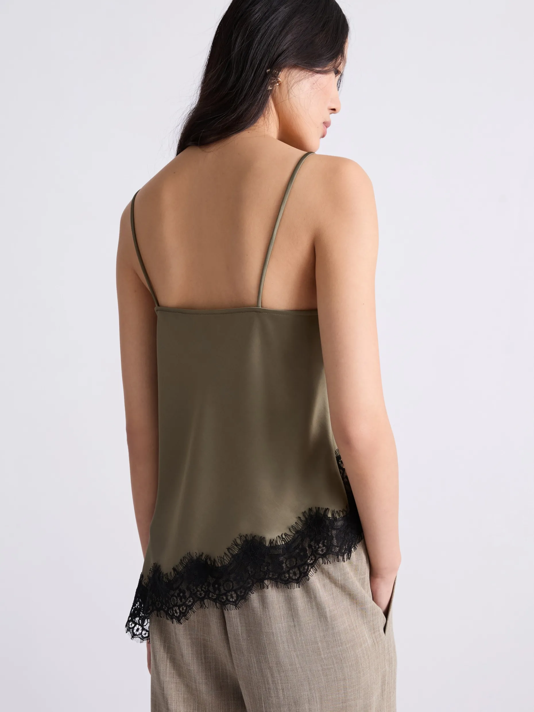 Top lingerie con pizzo - KAKI