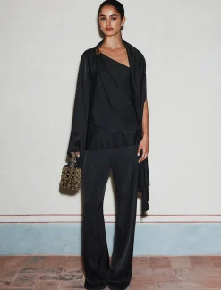 Top monospalla in satin - NERO