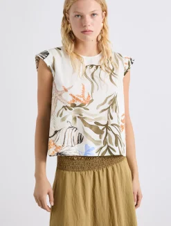 Top smanicato in cotone stretch - BIANCO OTTICO
