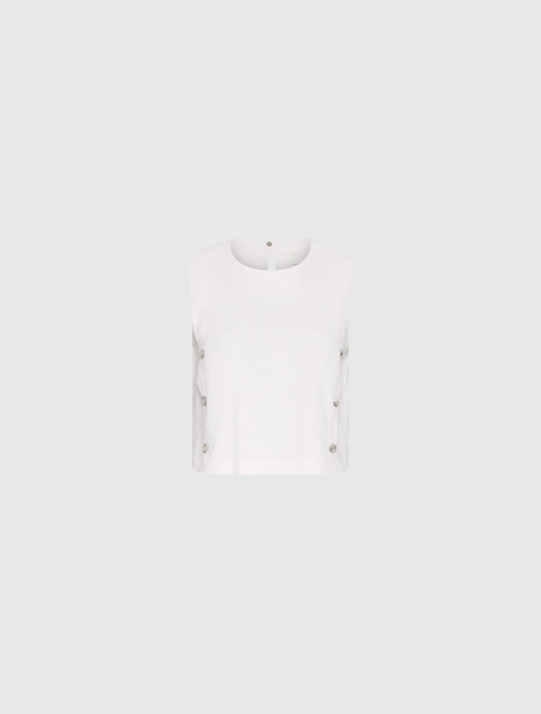 Top smanicato in misto lino stretch - ROSA