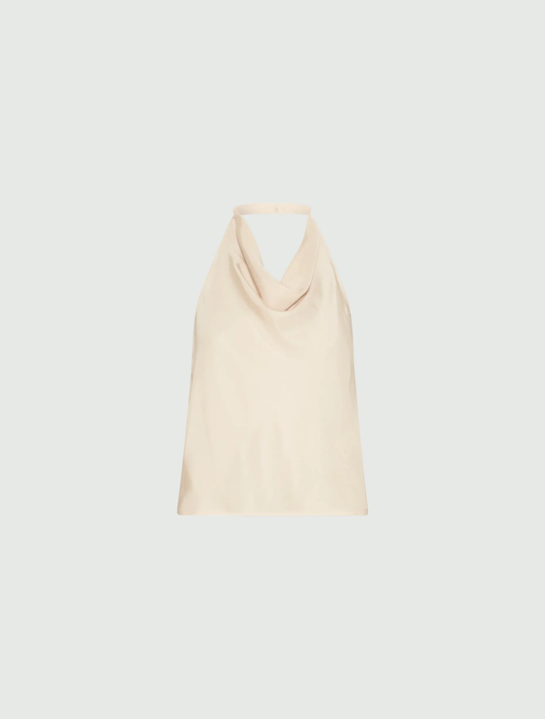 Top smanicato in twill - PANNA