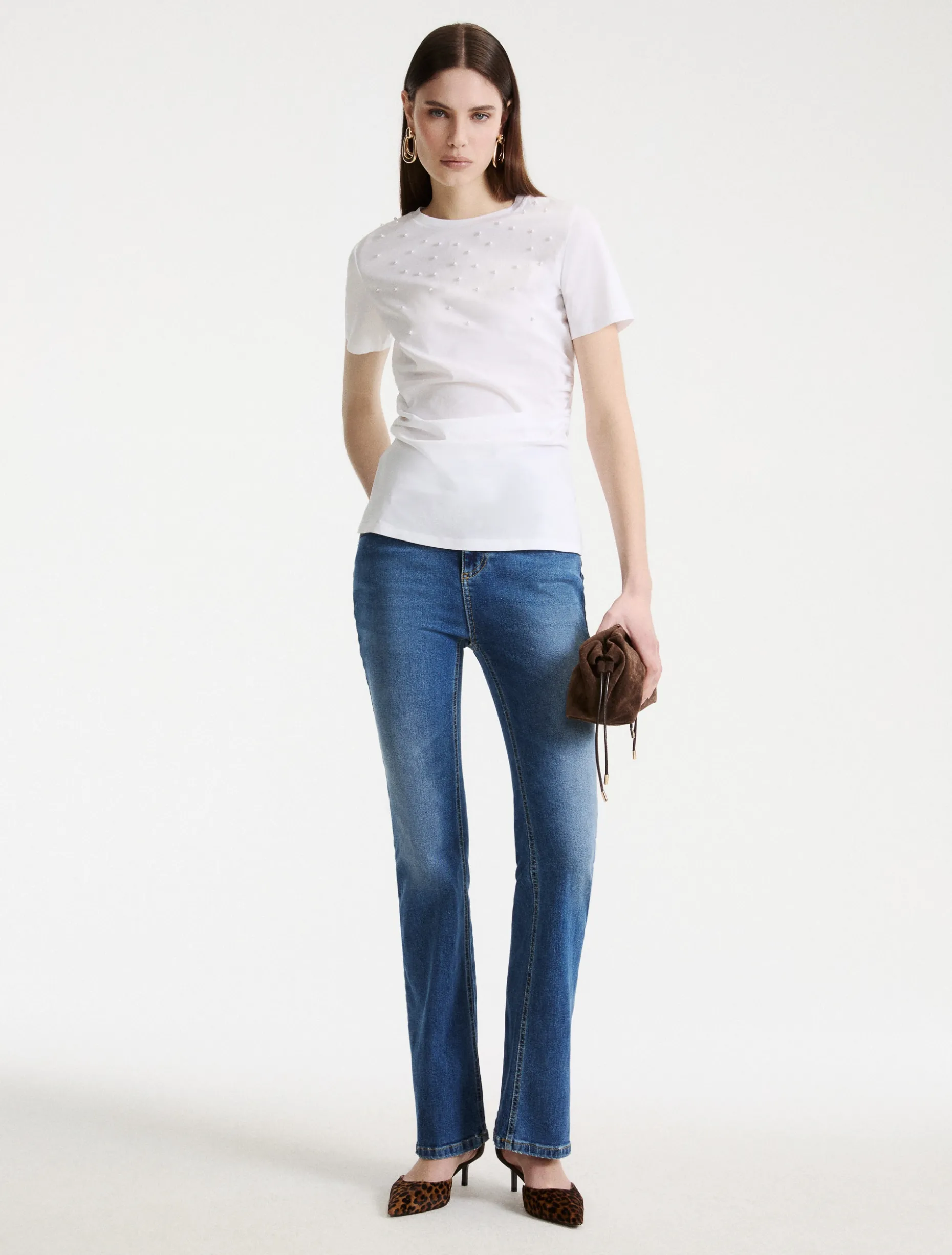 T-shirt girocollo in jersey - BIANCO OTTICO