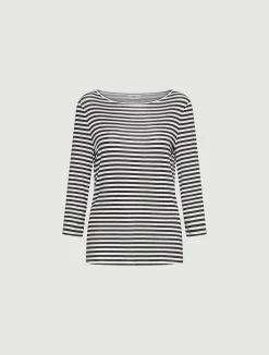 T-shirt in jersey a righe - PANNA