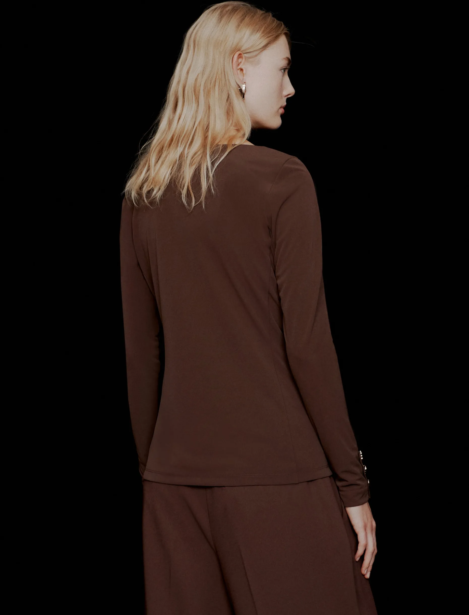 T-shirt in jersey - MARRONE