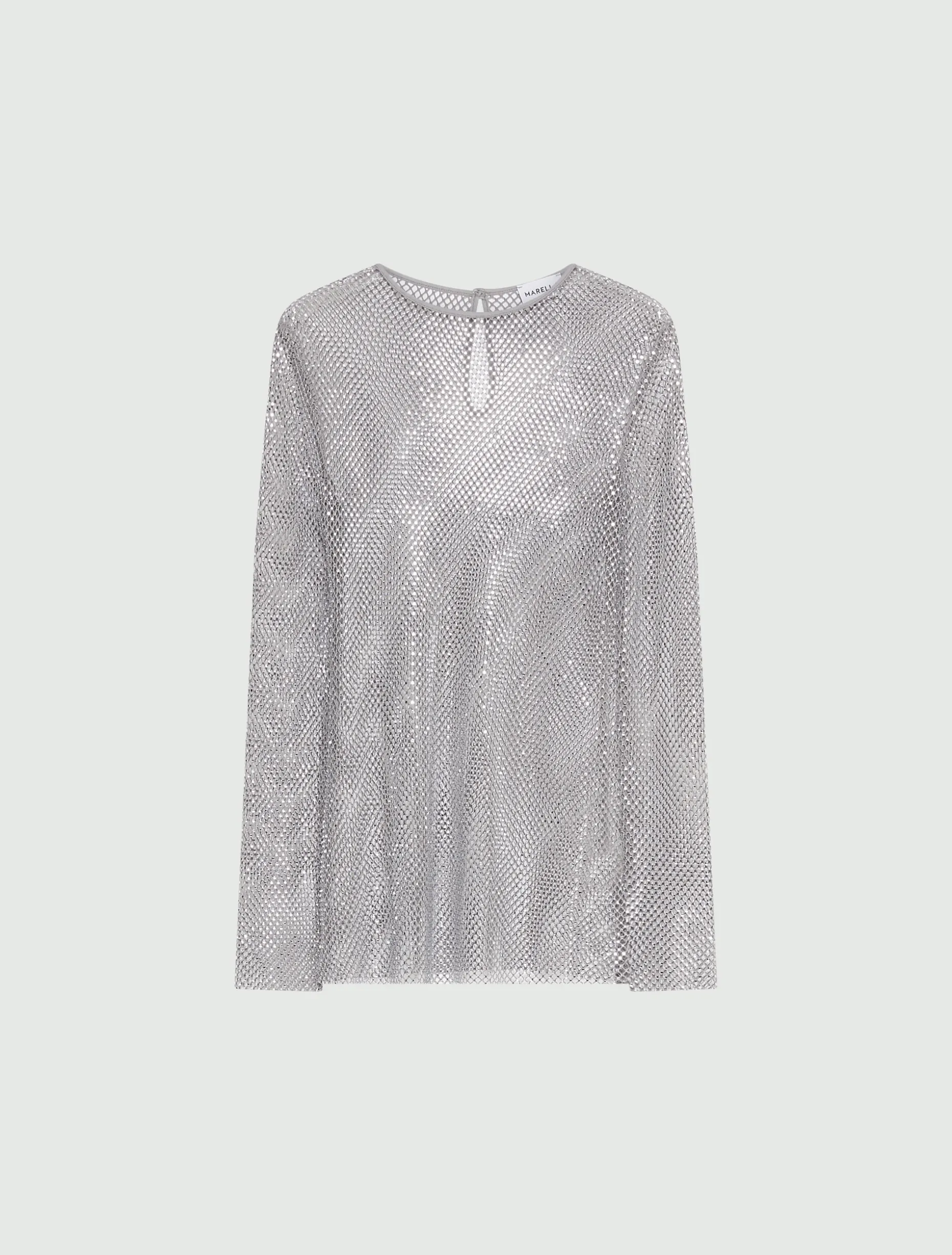 T-shirt in rete strass - GRIGIO