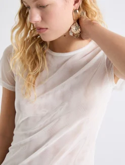 T-shirt in tulle stretch - BIANCO